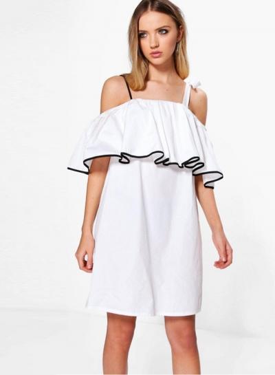 Oasap Spaghetti Strap Flounce Panel Dress