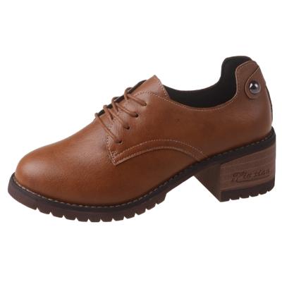 Oasap Round Toe Chunky Heels Lace-up Oxford Shoes