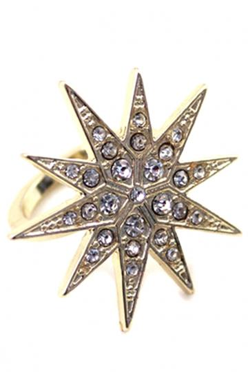 Oasap Fashion Metallic Spikes Women Ring With Rhinestones