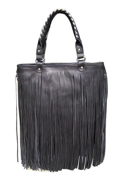 Oasap Tassel Detail Plaited Handle Shoulder Bag With Rivet Detail