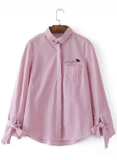 Oasap Turn Down Collar Long Sleeve Letters Printed Button Down Shirt