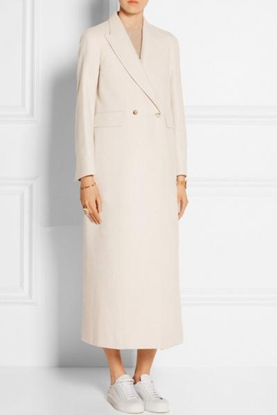 Oasap Elegant Beige Double-breasted Notch Lapel Long Sleeve Coat