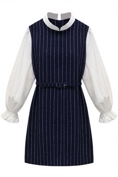 Oasap Little Princess Pinstripe Paneled Mini Dress