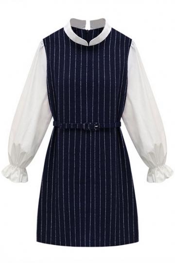 Oasap Little Princess Pinstripe Paneled Mini Dress