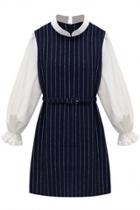Oasap Little Princess Pinstripe Paneled Mini Dress