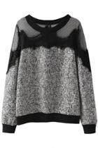 Oasap Glamorous Mesh Yoke Paneled Blouse
