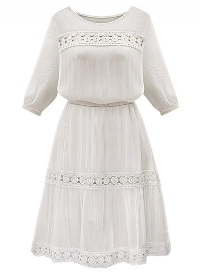 Oasap Women's Floral Lace Paneled 3/4 Sleeve A-line Dress