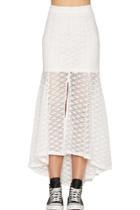 Oasap Women's Fashion High Waist Crochet Lace Front Slit Maxi Skirt