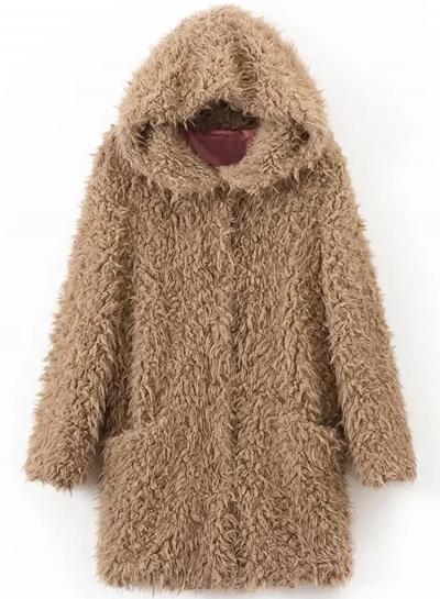 Oasap Fashion Faux Fur Hooded Coat