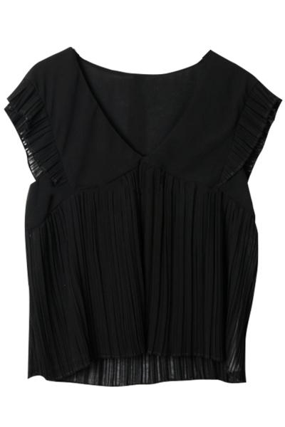 Oasap Women's V Neck Cap Sleeve Pleated High Low Top Blouse