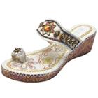 Oasap Bohemian Wedge Heels Beads Slip On Sandals