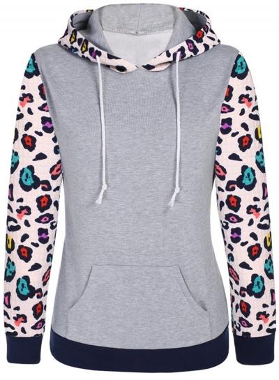 Oasap Fashion Long Sleeve Patchwork Pullover Hoodie With Pocket