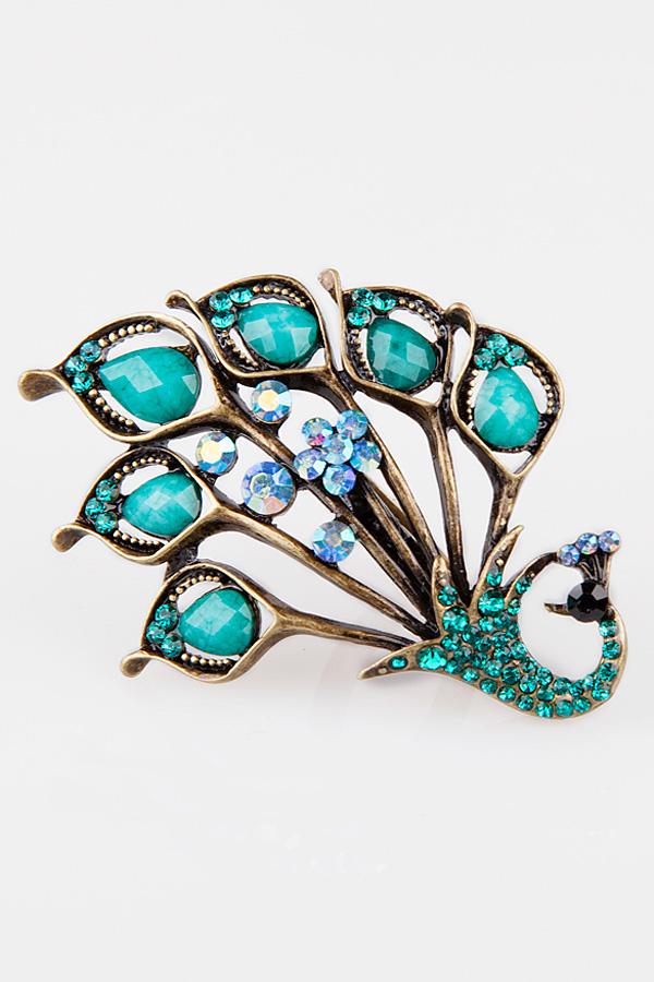 Oasap Jewel Embellished Peacock Ring