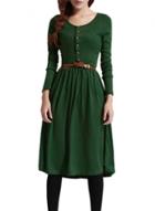 Oasap Women's Casual Long Sleeve Knitted Dress With Belt