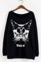 Oasap Boyfriend Serious Cat Sweatshirt