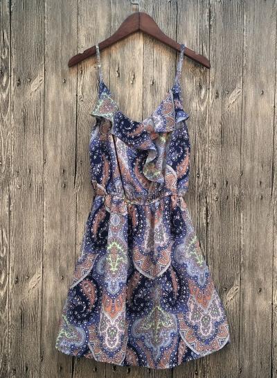 Oasap Spaghetti Strap Sleeveless Floral Printed Mini Dress