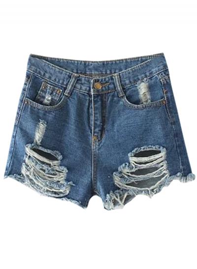 Oasap Women's Fashion Distressed Cut Off Ripped Denim Shorts
