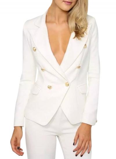 Oasap Women's Fashion Solid Notch Lapel Long Sleeve Button Blazer