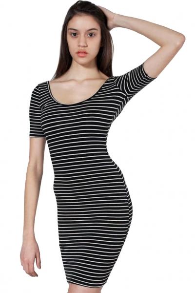 Oasap Striped Cutout Back Bodycon Dress