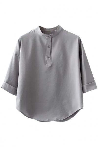 Oasap Concise Stand Collar Blouse