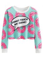 Oasap Women's Fashion Cartoon Print Pullover Cropped Sweatshirt