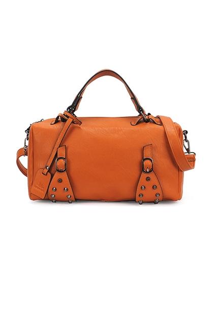 Oasap Pure Color Rivet Embellished Shoulder Bag