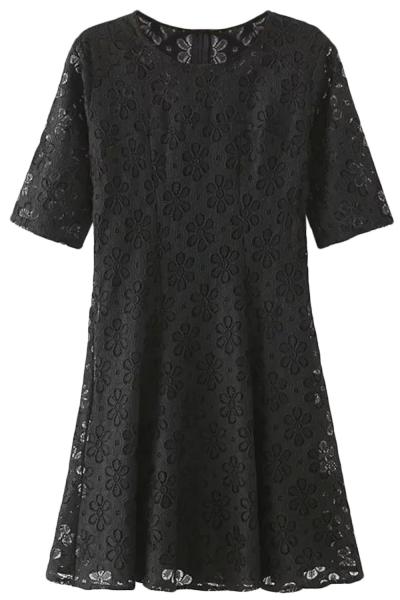 Oasap Floral Lace Half Sleeve Skater Dress