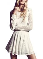 Oasap Women's Hot Floral Lace Trim V Back A-line Dress