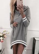 Oasap Cowl Neck Long Sleeve Striped Cuff Irregular Knit Dress