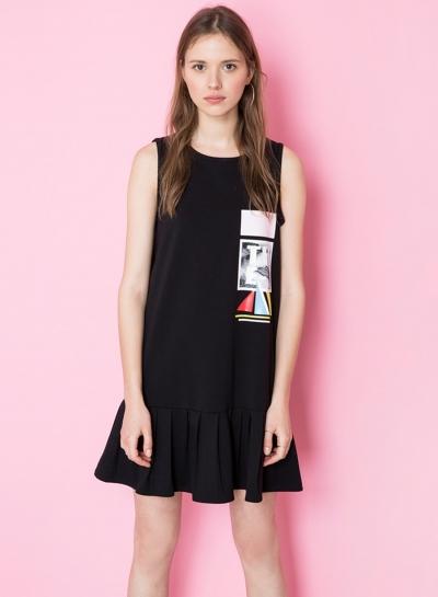 Oasap Fashion Printed Sleeveless Pleated Dress