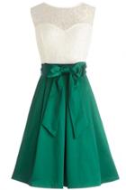 Oasap Chic Lace-paneled Bow Belted Dress