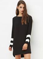 Oasap Women's Long Sleeve Block Stripe Shift Dress