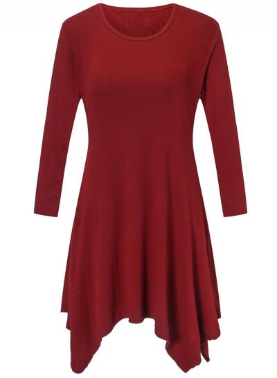 Oasap Casual Solid Long Sleeve Irregular Dress