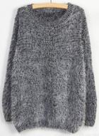 Oasap Long Sleeve Knit Pullover Mohair Sweater