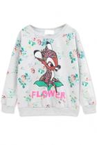 Oasap Lovely Fawn Graphic Sweatshirt