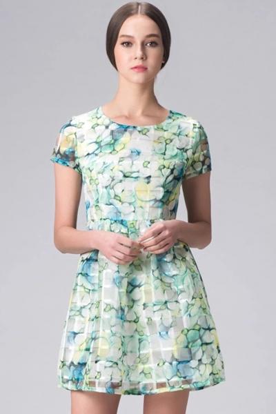 Oasap Floral Organza Mini Dress