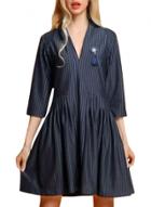 Oasap Women's Striped Print Deep V A-line Dress