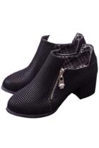 Oasap Delicate Polka Dot Zippered Chunky Heel Ankle Boots
