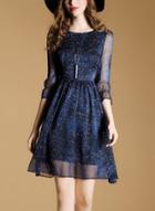 Oasap High Waist Print Chiffon A-line Dress