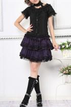 Oasap Gothic Lolita Style Multi Layer Mini Skirt With Polka Dot Detail