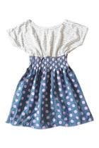 Oasap Striped Printing Bodice Dots Printing Dress