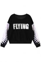 Oasap Flyling Wing Print Long-sleeve Sweatshirt