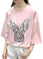 Oasap Women's Geometric Graphic Batwing Sleeve Knit Tee