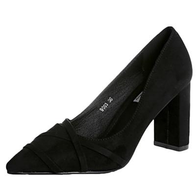 Oasap Pointed Toe Block Heels Slip-on Pumps