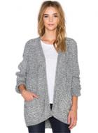 Oasap Loose Fit Open Front Knit Cardigan With Pocket