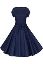 Oasap Vintage Tie Waist Short Sleeve Bubble Dress