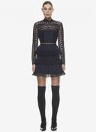 Oasap Long Sleeve Hollow Out Lace Ruffle Dress