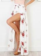 Oasap Bohemian High Waist Floral Printed Slit Maxi Skirt