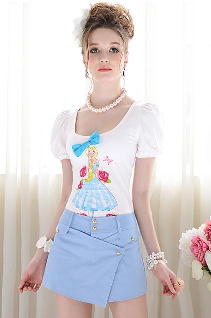 Oasap Asymmetric Golden-tone Button Embellished Skirt
