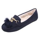 Oasap Round Toe Flat Heels Pom Pom Shoes